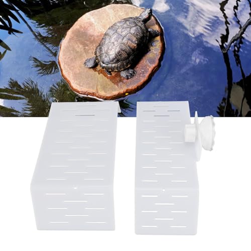 Turtle Basking Platform, Plastic Reptile Resting Ramp with Strong Suction Cups, Anti Slip Climbing Shelf for Aquatic Turtles, Terrapins and Newts, Durable Tank Accessory for Pet Tu