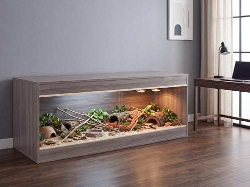 180 Gallon Reptile Enclosure, Made in USA 72" x 24" x 24" Bearded Dragon Tank with Sliding Acrylic Doors, Large Terrarium for Leopard Geckos, Snakes, Lizards & Tortoises - Iconic Maple - color: Iconic Maple