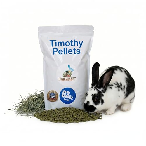 High Desert Timothy Hay Pellets for Rabbits, Guinea Pigs, Small Pets, 63 oz | Compressed Grass Fiber Formula, Supports Healthy Digestion, Great For Chinchillas, Hand Packed in the USA, Low Dust Mess Free - size: 3.94 Pound (Pack of 1)