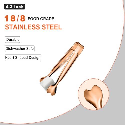 Mini Serving Tongs, Anytrp 18-Packs Stainless Steel Sugar Tongs, 4.3inch Ice Tongs Kitchen Tong Appetizers Tong for Coffee Bar, Tea Party, Desserts Party, Sugar and Ice Bucket - color: Rose Gold, size: 4.3inch