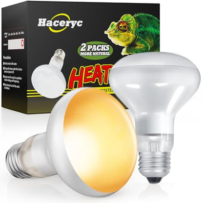 Reptile Heat Lamp, Simulate Natural Sunlight Heat Light Bulbs 2 Pack 100W Amphibians Basking Heat Lamp Bulbs for Reptiles, Bearded Dragon, Lizard, Turtle, Chicken