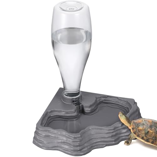 Balacoo Reptile Water Feeder - Automatic Reptile Water Dispenser, Reptile Food Dish Bowl for Turtle Bearded Dragons Lizards Accessories, Size 1, Grey