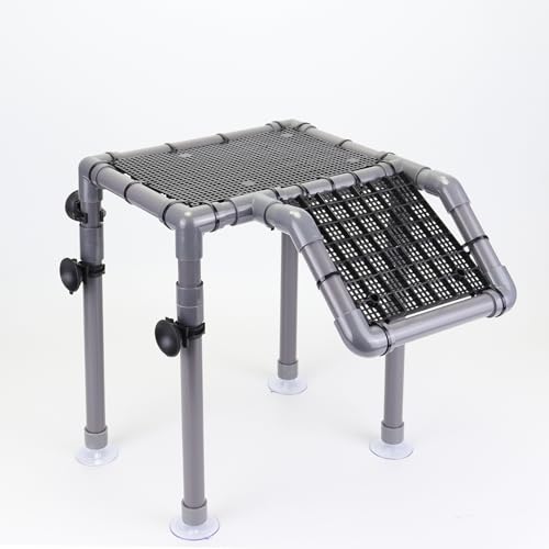 Large Turtle Basking Platform, 10.8" Width Resting Area with Ramp, PVC Standing Basking Dock for Aquatic, DIY Turtle Tank Accessories for 25/29/40/55 Gallon - size: Large