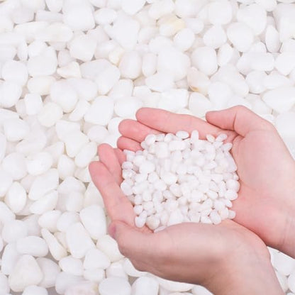 2.0 LB White Aquarium Gravel Pebbles 3/8", Natural Decorative Aquarium Substrate Small River Rocks, Mini Pebbles Stone for Fish Tank, Aquatic Plant Bonsai, Hydrophyte