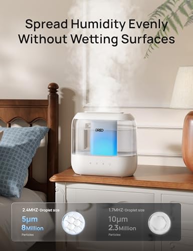 DREO 4L Humidifiers for Bedroom, 36H Runtime, 28 dB Quiet, HM311 | Easy to Refill & Clean, BPA-Free, Nightlight, Supersized Air Humidifiers for Large Room, Baby Nurseries, Plants, Indoor | Easy to Refill & Clean, BPA-Free, Nightlight, Supersized Air Humid