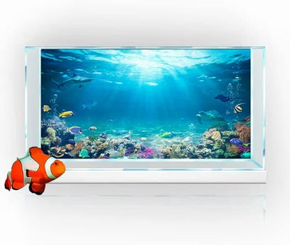 48x24IN Aquarium Scenery Under The Sea Coral Reef Backdrop Terrarium Background with Double-Sided Tape - size: 48X24in/120X60cm