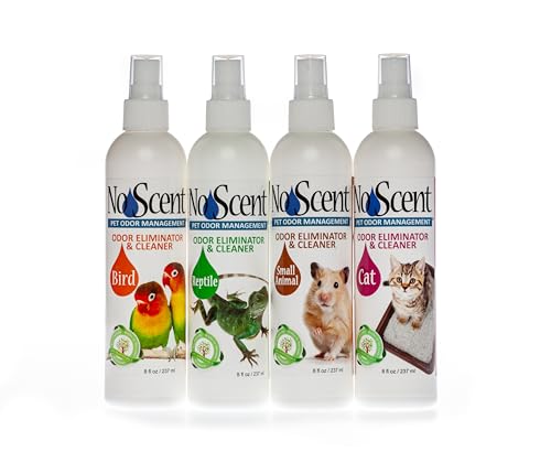 No Scent - Bird,Reptile, Small Animal,and Cat - Pet Odor Eliminator Spray, Safe for Pet Areas and Cages, Multi Pack, 4 Pack 8oz