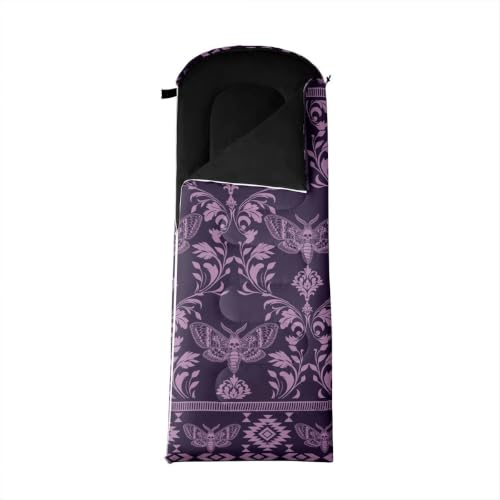 Erosebridal Death Head Moth Sleeping Bags Adults Cold Weather Bohemian Aztec Camping Blanket Hiking Sleeping Wrap Sleep Bag - color: Purple Death Moth