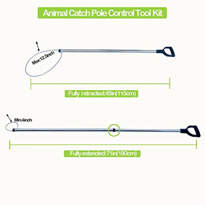 45'' Animal Catcher Pole Control Tool Heavy Duty Catch Pole for Bulldog Hog Goat and Wildlife,All Stainless Steel