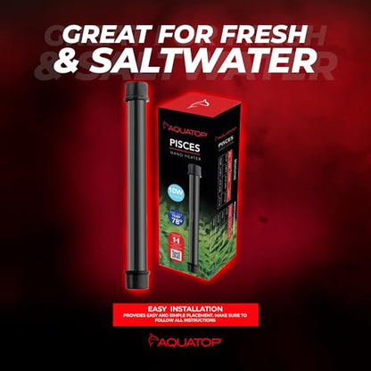Aquatop 10W Pisces Nano Heater – Fully Submersible for Fish Tanks Up to 3 Gallons – Preset 78°F Thermostat – Heat-Resistant – PCS-10W - size: 10W