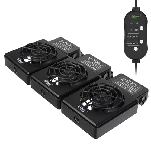 hygger Aquarium Cooling Fan Quiet 3-Head Fish Tank Chiller with Adjustable Speed & Timer Aquarium Cooler for Axolotl Tank/Terrarium/Saltwater/Freshwater Accessories - size: 3 Fans