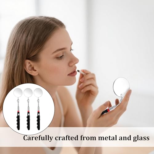 12 Pcs Telescoping Inspection Mirror Retractable Mechanical Mirrors Long Handle Under Vehicle Telescoping Mirrors Extendable 360 Rotation Detection Mirror for Mechanics Contractors Technicians