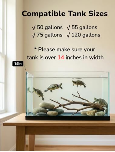 Large Wide Turtle Basking Platform with Built-in Food Tray, Zero Zip-Tied, Non-Slip Ramp, Resting Turtles Dock, for 50–120 Gallon Aquariums(14-in Width) Spacious Multi-Turtle Tank Accessories - size: 12.6 × 8.6 inch
