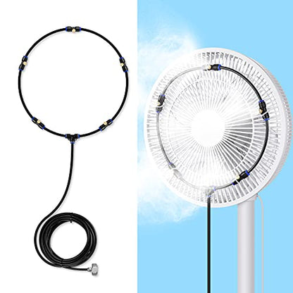 lifeegrn Misting Cooling System: Outdoor Mister System for Patio, 20 FT Misting Line+5 Mist Nozzles+3/4" Brass Adapter Garden Trampoline Greenhouse - size: 20 FT