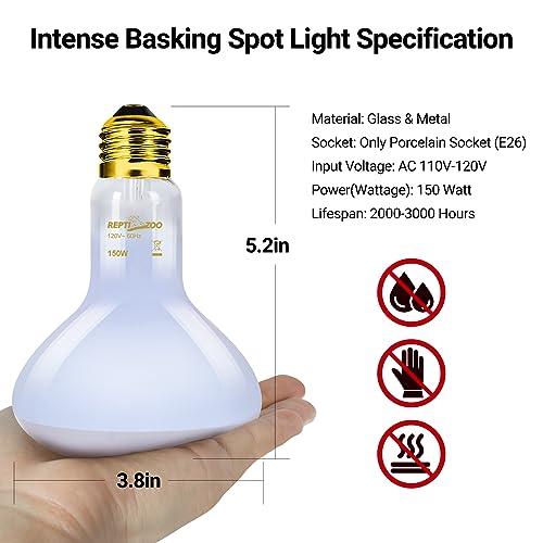 REPTI ZOO Reptile Heat Lamp Bulb 150W,2 Pack Neodymium Basking Spot Light, UVA Daylight Heating Lamp for Amphibian & Chicken Brooder | Simulated Natural Sunlight for Bearded Dragon,Lizard,Tortoise - style: 150W/Neodymium Daylight