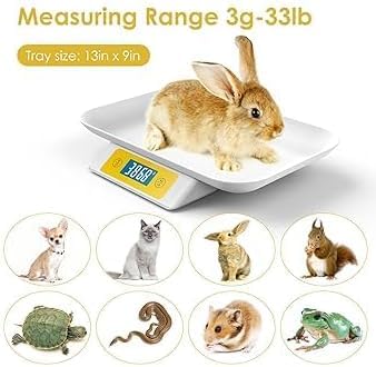 Puppy Scale for Whelping Dogs, Capacity up to 33lbs, Accuracy 1g/0.035oz, Unit g/kg/lb/oz/tl/ml, Yellow, Suitable for Kitten Puppy Rabbit Snake Cats and Small Dogs - color: Yellow