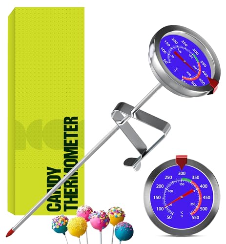 CRAFT911 Candy Thermometer with Pot Clip - Deep Fry Oil Thermometer for Frying and Candle Making (Blue) - color: Blue