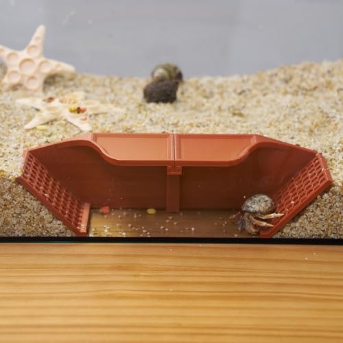 Hermit Crab Underground Hideout Cave Corner, 3 in 1 Habitat Shelter with Food Bowls, DIY Hermit Crab Climbing Toy Accessories (Brown) - color: Brown