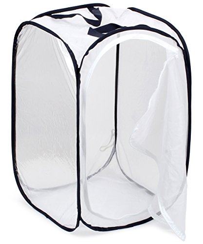 RESTCLOUD Insect and Butterfly Habitat Cage Terrarium Pop-up 23.6 Inches Tall - color: White With Black, size: 15.7 x 15.7 x 23.6 inches