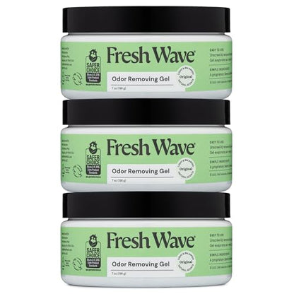 Fresh Wave Original Odor Eliminator Gel 3-Pk 7 oz - Air Freshener for Home | Plant-based essential oils. Lasts 15-30 days per jar. No plug-in needed. Pet-safe, closet and bathroom deoderizer. - size: 7 Fl Oz (Pack of 3)