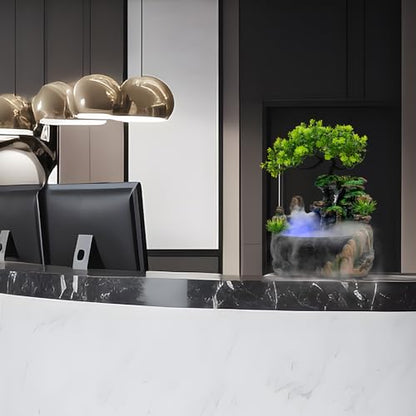 Rockery Stream Tabletop Fountain, Zen Meditation Indoor Waterfall Feature Fuentes De Agua para Interior Mini Fountain Beautiful Symbolism with Led Light Source for Room, Bedroom, Study - color: #2