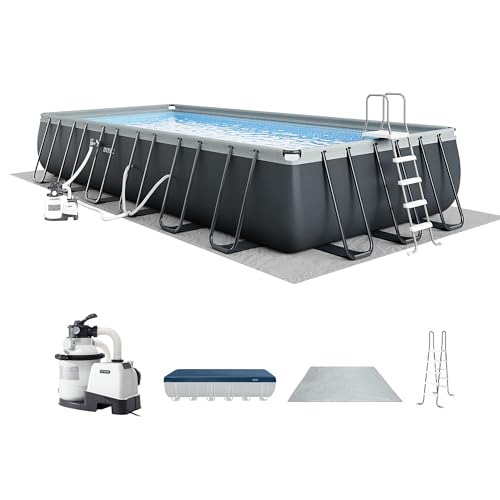 INTEX Ultra XTR 24ft x 12ft 52 in Above Ground Swimming Pool Set w/Pump | 26363EH - 2100 GPH Sand Filter Pump, Ladder, Pool Cover & Ground Cloth Included - Strong Galvanized Steel Frame - size: 24' x 12', style: Sand Filter Pump