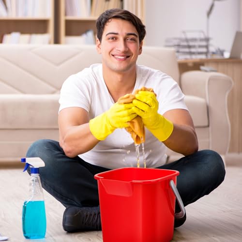 Irenare 12 Pcs Sanitizing Bucket 3 Quart Cleaning Pail Small Detergent Square, Spout and Handle Plastic Utility Sanitizer Buckets for Restaurant Kitchen Home Offices (Red) - color: Red