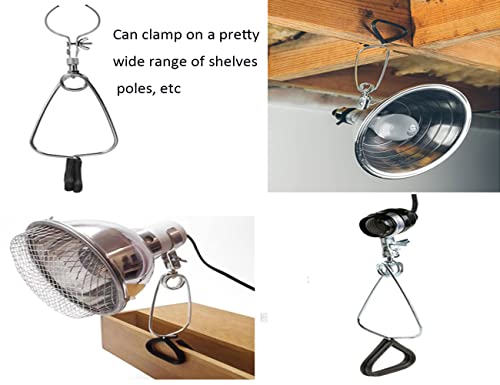 TWDRTDD Adjustable Clamp Lamp Stand Fixture for Reptile Light clamp,E27/E26 lamp Socket Clip, Reptile Pet Heating Light Lamp Clamp Holder for Ceramic Bulbs Heater,IR Heat Lamp (Pack-1)