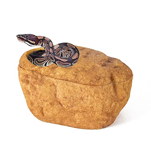 REPTI ZOO Snake Cave and Hides, 3-in-1 Reptile Hide Cave for Snake, Ball Python, Geckos (Large Size)