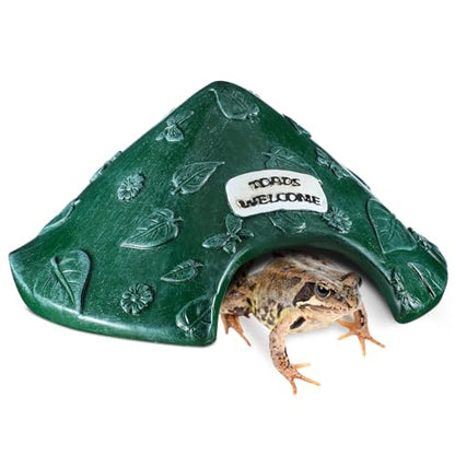 Toad House for Outside Garden, Frog House 8 x 8 x 3.9 Inch Reptile Hide Cave for Toad Frog Turtle Lizard Aquarium Fish(Green) - color: Green
