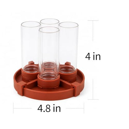 Hermit Crab Feeder with 4 Glass Bottles and Feeding Trays | 4 removable bottles with trays keep crabitat feeding organized. Easy to refill and suitable for hermit crabs and reptiles. - color: Brown