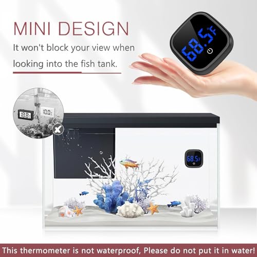 LOFICOPER Digital Aquarium Thermometer, LED Touch Screen, Battery Included | Stick-on, 24 Months Battery Life, ±1℉ Accuracy, 32℉-140°F Wide Range, for Fish, Axolotl, Turtle, Reptiles