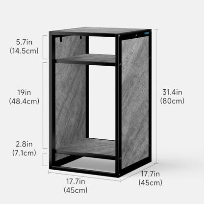 Metal Frame Aquarium Stand, 3-Tier Fish Tank Stand with Marble-Look Finish, 45x45x80cm (17.7x17.7x31.5 in), 1.5mm Steel Side Frame, for Aquariums and Reptile Terrariums - color: Marble Gray, size: W17.7 x D17.7 x H31.5 in(45X45X80cm)
