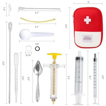 16 pcs Bird Feeding Syringe Set - Bird Hand Feeding Syringe Set, Birds Feeder with 20ml Feeding Syringes, Birds Feeder Scoop, Soft Tubes for Parakeets & Cockatiels (Red) - color: Red