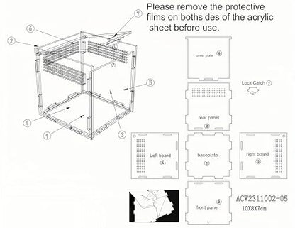 Mini Acrylic Spider Enclosure, Clear Habitat with 1mm Ventilation | Compact clear acrylic enclosure with 1 mm ventilation holes for jumping spiders and other small invertebrates. - size: Small Square Acrylic Terrarium