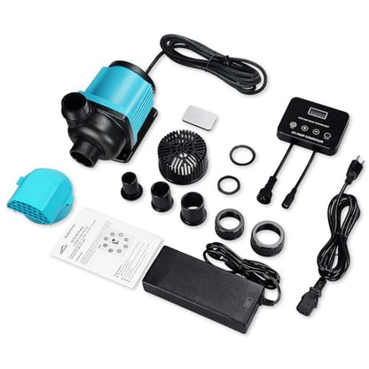 3450GPH Aquarium Return pump with LCD display controller, DC 24V 95W aquarium pump for saltwater freshwater aquarium,fish tank,sump,20 speeds ECO Quiet Submersible and inline pump - style: 3450GPH 95W