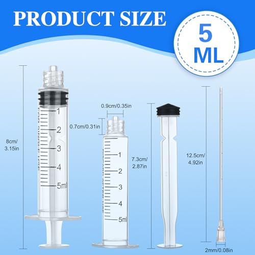 10 Pack 5ml Luer Lock Syringe - Syringes for Liquid with Soft Tube - Individually Pcakaged，Scientific Labs and Measuring, Refilling Inks - style: 5ml - 2.0mm Tube