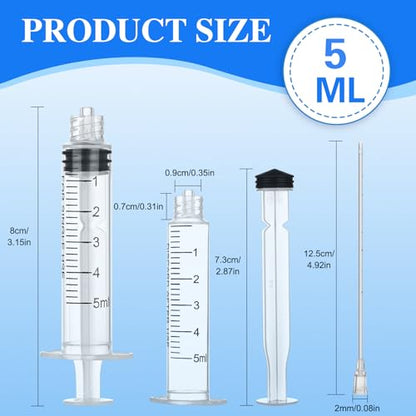 10 Pack 5ml Luer Lock Syringe - Syringes for Liquid with Soft Tube - Individually Pcakaged，Scientific Labs and Measuring, Refilling Inks - style: 5ml - 2.0mm Tube