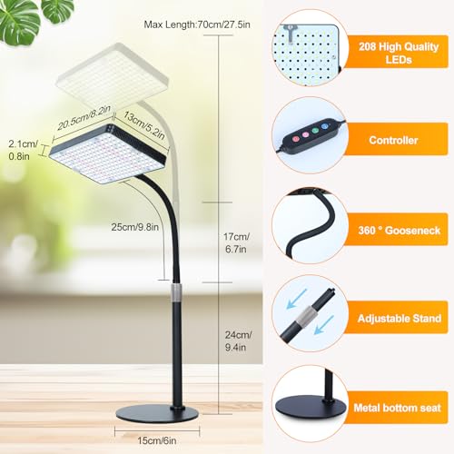 FECiDA Bonsai Grow Light, Table Grow Lights for Seed Starting, Seedlings | UV-IR Full Spectrum, 5 Modes 4/8/12/16/20 Hr Timer, 25 Watt Power Draw, 16"-24" Height Adjustable - size: TableTop-1Head-25W-Timer