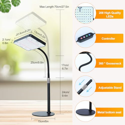 FECiDA Bonsai Grow Light, Table Grow Lights for Seed Starting, Seedlings | UV-IR Full Spectrum, 5 Modes 4/8/12/16/20 Hr Timer, 25 Watt Power Draw, 16"-24" Height Adjustable - size: TableTop-1Head-25W-Timer