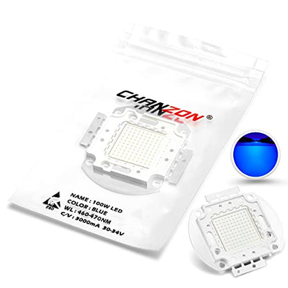 CHANZON High Power Led Chip 100W Blue | (3000mA / DC 30V - 34V / 100 Watt) Super Bright Intensity SMD COB Light Emitter Components Diode Bulb Lamp Beads DIY Lighting - color: F) Blue