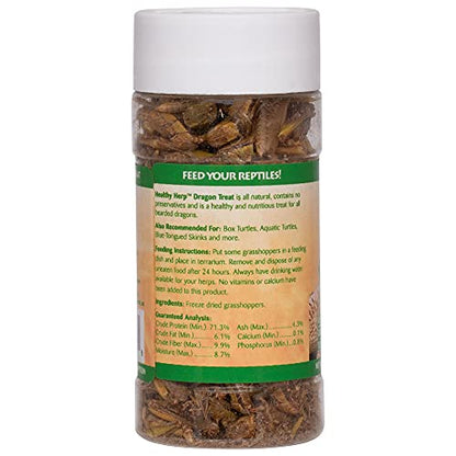 Healthy Herp Dragon Treat Grasshoppers - Nutritious Turtle Food 0.56oz(16g) | Bearded Dragon Tank Accessories - for Bearded Dragons, Box Turtles, Aquatic Turtles