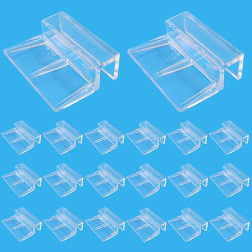 Hordion 20pcs Aquarium Lid Clip, 10mm Clear Acrylic Fish Tank Lid Holder | Aquarium Glass Cover Clips for Rimless Aquarium Fish Tank - size: 10mm