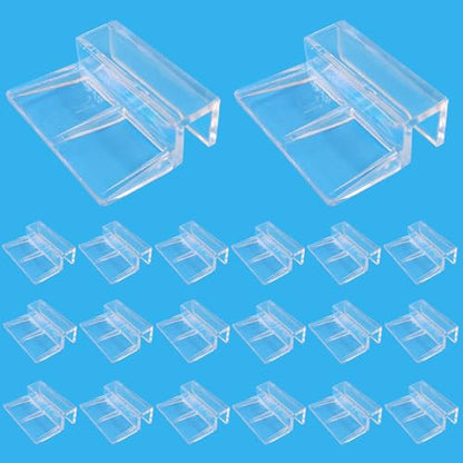Hordion 20pcs Aquarium Lid Clip, 10mm Clear Acrylic Fish Tank Lid Holder | Aquarium Glass Cover Clips for Rimless Aquarium Fish Tank - size: 10mm