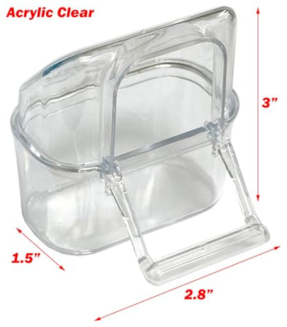 Lot of 4 Acrylic Clear Plastic Seed Food Water Feeder Hood Cups for Bird Parrot Cage with Spring Lock Feeder Doors
