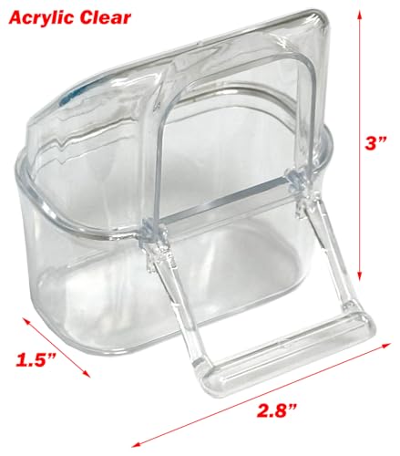 Lot of 4 Acrylic Clear Plastic Seed Food Water Feeder Hood Cups for Bird Parrot Cage with Spring Lock Feeder Doors