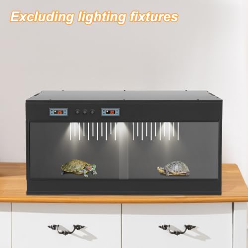 Reptile Enclosure with Intelligent Thermostat 31.5x15.75x15.75in (Black) | Reptile Pet Breeding Box, Dual Temperature Control Reptile Terrarium, LCD Display For Leopard Gecko, Hexagonal Lizard, Snake - color: Black