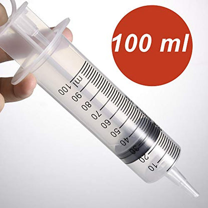 2 Pack Large Syringes (100 ML), Plastic Garden Industrial Syringes for Scientific Labs, Measuring, Watering, Refilling, Filtration Multiple Uses ，More Size Choice：150ML