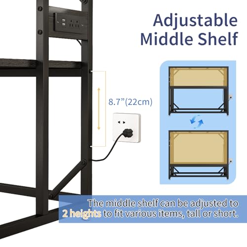 METYERRY 40 Gallon Fish Tank Stand with Power Outlet,Adjustable Shelf | 660 LBS Heavy Duty Metal Frame, Fits Fish Tanks Reptile Tanks and Turtle Tanks, Water Resistant Board, Home Aquarium Setup - color: Black, size: 40 Gallon