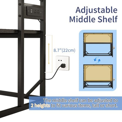 METYERRY 40 Gallon Fish Tank Stand with Power Outlet,Adjustable Shelf | 660 LBS Heavy Duty Metal Frame, Fits Fish Tanks Reptile Tanks and Turtle Tanks, Water Resistant Board, Home Aquarium Setup - color: Black, size: 40 Gallon